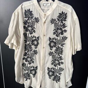 Saint Laurent Embroidered Voile Shirt, Large (40)